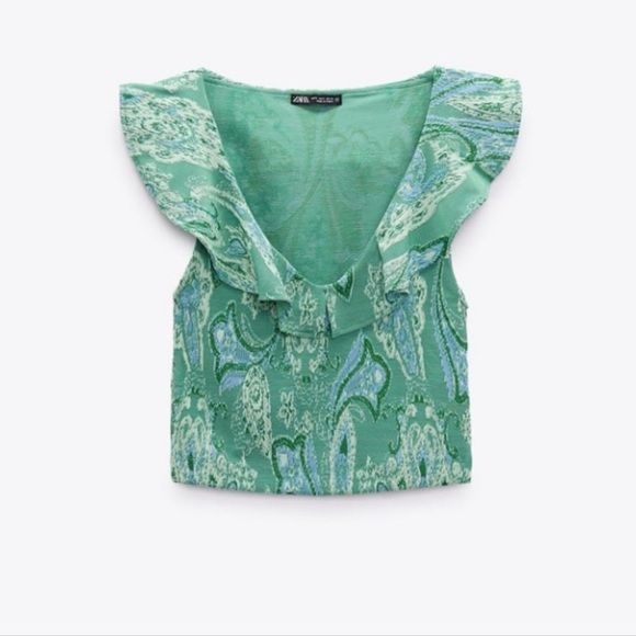 Zara Ruffle Jacquard Top - Picture 4 of 5